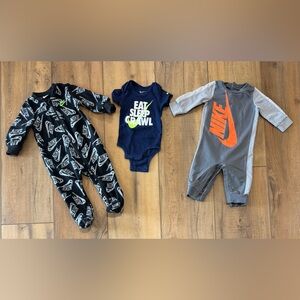 Nike Bodysuit with Lime Swoosh 'Eat Sleep Crawl' Onsie 3 Piece Baby Outfits